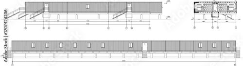 vector illustration design engineering drawing architecture construction modular house
