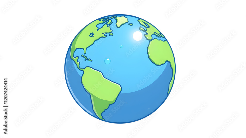 Blue cartoon planet Earth 3d vector icon on white background. Water Day or World Oceans Day concept. Earth Day or Saving Water concept. Generative AI Blue cartoon planet Earth 3d vector icon on white background. Water Day or World Oceans Day concept. Earth Day or Saving Water concept. Generative AI