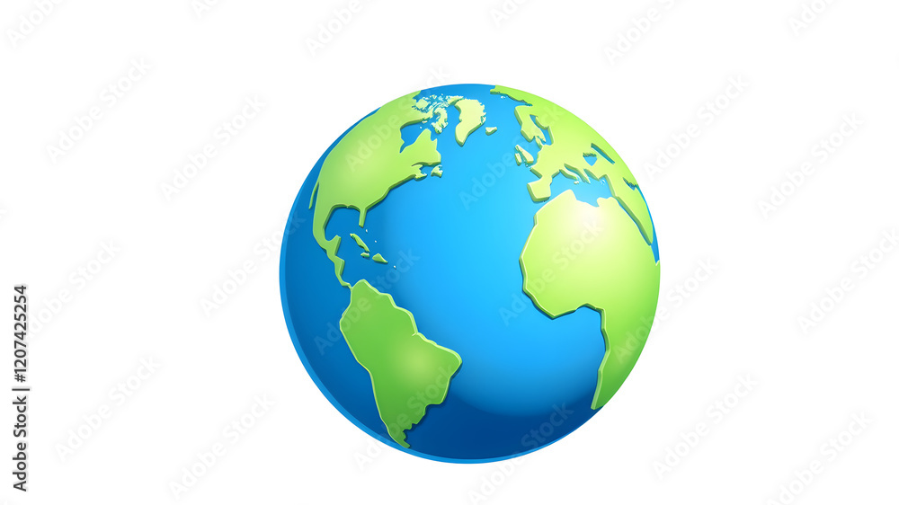 Fototapeta premium Blue cartoon planet Earth 3d vector icon on white background. Water Day or World Oceans Day concept. Earth Day or Saving Water concept. Generative AI