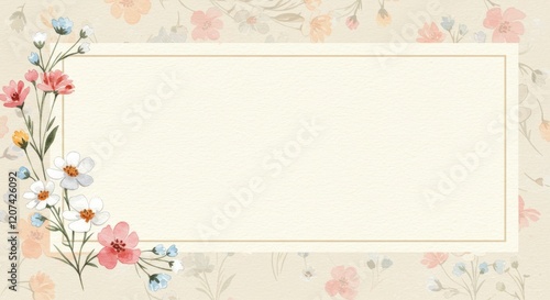 Wallpaper Mural Floral frame with delicate pastel flowers on elegant beige background for invitations and cards Torontodigital.ca