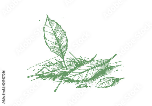 Dry Leaf Waste Hand Drawn Sketch Illustration Sketch