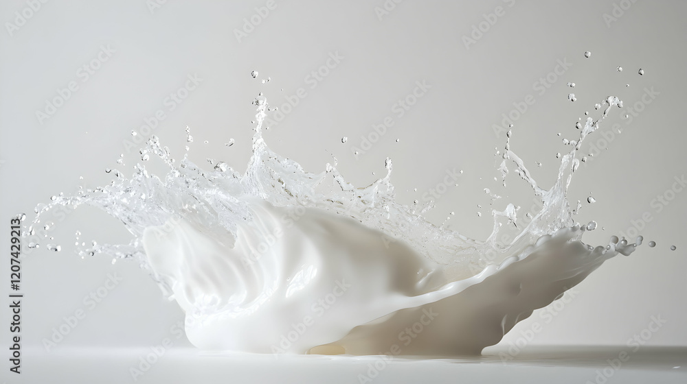 White Splash of Liquid on Light Background Captured in Mid-Movement White Splash of Liquid on Light Background Captured in Mid-Movement