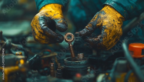 Car Repair Challenges A Mechanic Removing a Stubborn Rusty Bolt photo