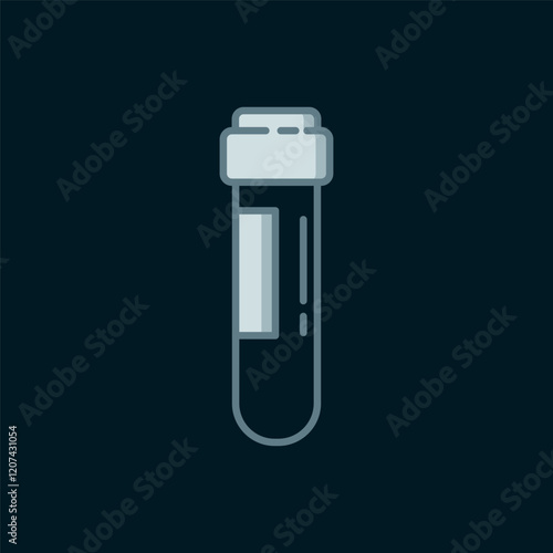 Line Test tube or flask with blood icon isolated on black background. Laboratory, chemical, scientific glassware sign. Flat filled outline style with shadow. Vector