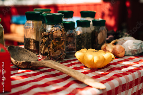 Ingredients for Mushroom and Pumpkin Soup photo