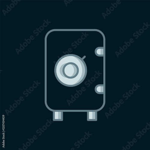 Line Safe icon isolated on black background. The door safe a bank vault with a combination lock. Reliable Data Protection. Flat filled outline style with shadow. Vector