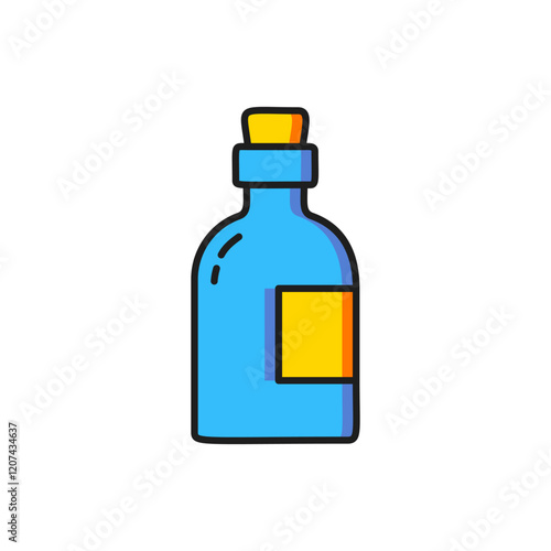 Color Alcohol drink Rum bottle icon isolated on white background. Flat filled outline style with shadow. Vector