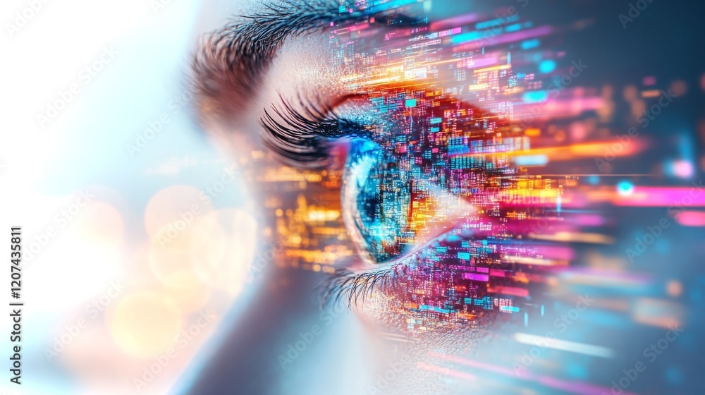 Explore the fusion of human vision and digital innovation in vibrant 4k footage