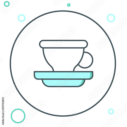 Line Coffee cup icon isolated on white background. Tea cup. Hot drink coffee. Colorful outline concept. Vector