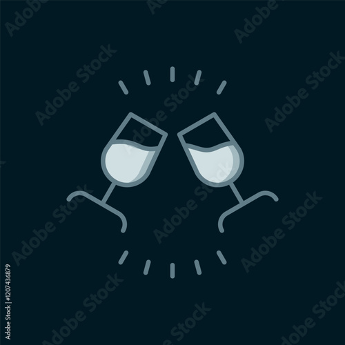 Line Wine tasting, degustation icon isolated on black background. Sommelier. Smells of wine. Flat filled outline style with shadow. Vector