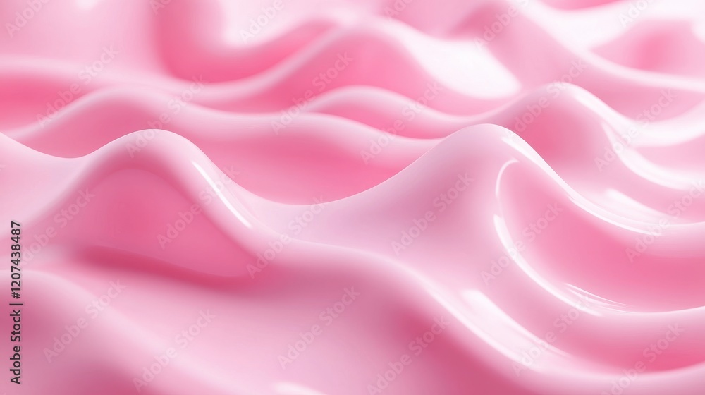 Obraz premium Abstract Pink Cream Texture Soft Waves Smooth Surface Cosmetic Background