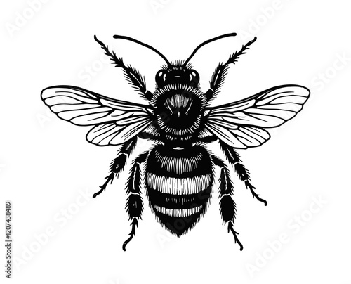 bumblebee engraving black and white outline