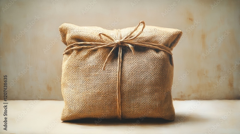 Burlap sack, twine tied, rustic, simple gift. Burlap sack, twine tied, rustic, simple gift.