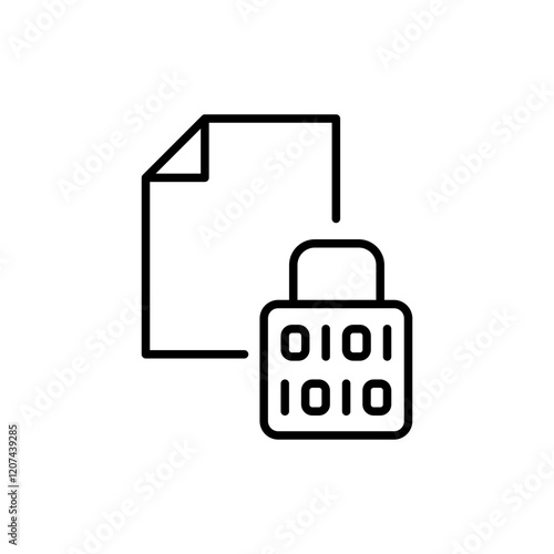 File security outline icons, minimalist vector illustration ,simple transparent graphic element .Isolated on white background