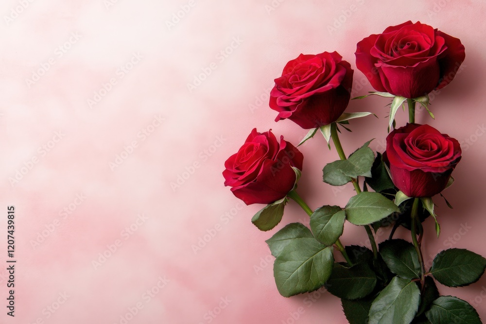 Red Roses Bouquet on Pink Background for Happy Rose Day and Valentine's Week. Red Roses Bouquet on Pink Background for Happy Rose Day and Valentine's Week.