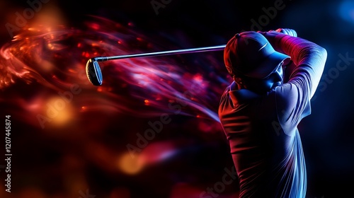 Dynamic Golf Swing: A Nighttime Sports Photography Masterpiece