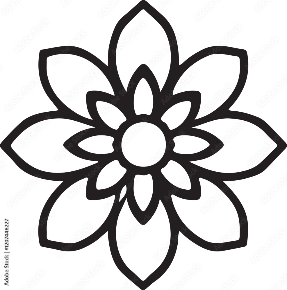 A logo design a flower frame with geometric shapes and clean lines. Black and white aesthetic on a white background, balanced, symmetrical, and visually clear A logo design a flower frame with geometric shapes and clean lines. Black and white aesthetic on a white background, balanced, symmetrical, and visually clear