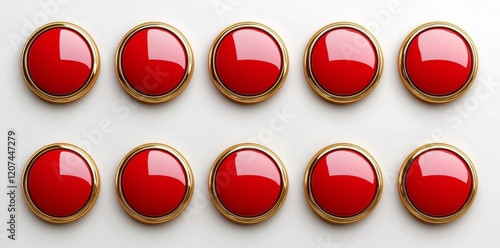 Free Download Three shiny red buttons set against a PNG cutout background. - GFXLoad