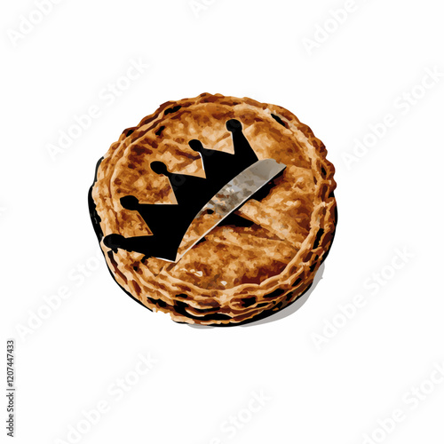 Galette des rois isolated on white background vector illustration (2)