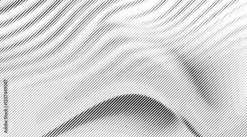 Halftone Wave Background. Comic-Style Halftone Pop Art Texture. Black and White Abstract Wallpaper with Retro Wavy Design. Vector Illustration.