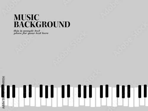 真っ直ぐ並ぶピアノ鍵盤の音楽テーマ背景イラスト