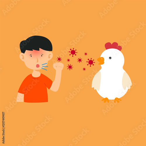 chicken sick with bird influenza virus