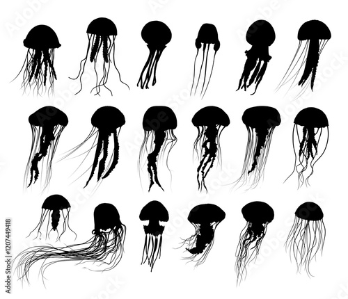The big set silhouettes of a sea jellyfish.