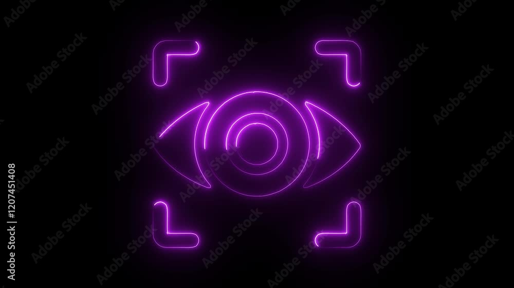 Glowing Neon Eye Tracking Icon, Symbol of Visual Technology and Gaze Detection, HD Video Motion Graphic Animation on Black Background Glowing Neon Eye Tracking Icon, Symbol of Visual Technology and Gaze Detection, HD Video Motion Graphic Animation on Black Background