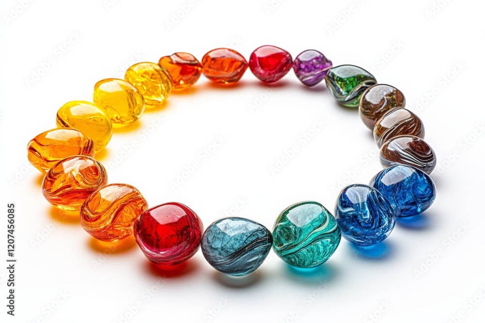 Colorful glass beads arranged in a circular pattern showcasing various shades and textures Colorful glass beads arranged in a circular pattern showcasing various shades and textures