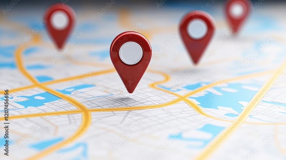 Fototapeta premium A close-up of a digital map interface highlighting commercial real estate zones.