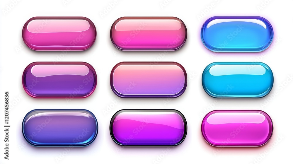 Elegant and shiny UI components, such as buttons and sliders, set against a white backdrop, ideal for modern app and web design. Elegant and shiny UI components, such as buttons and sliders, set against a white backdrop, ideal for modern app and web design.