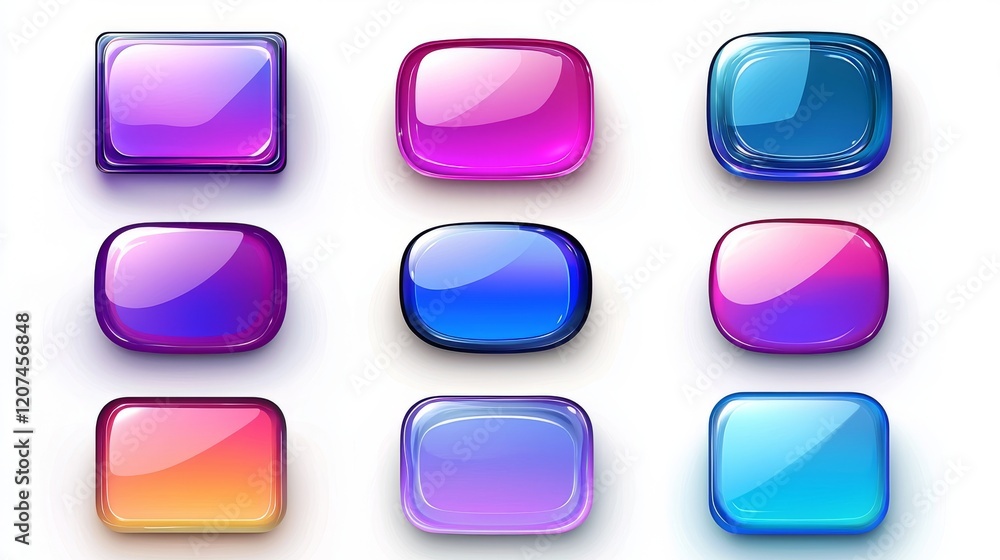 Polished and lustrous UI elements like buttons and sliders on a white background, suitable for today's app and web design. Polished and lustrous UI elements like buttons and sliders on a white background, suitable for today's app and web design.