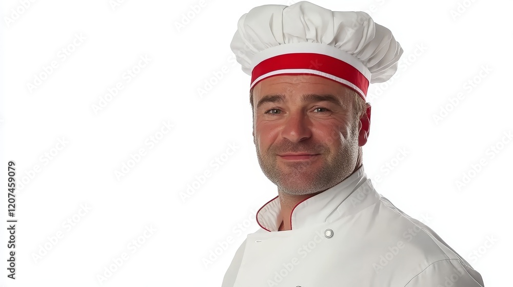 Professional Chef Isolated on White Background, Culinary Expertise, Gastronomy, Food Preparation, Hospitality Industry Professional Chef Isolated on White Background, Culinary Expertise, Gastronomy, Food Preparation, Hospitality Industry