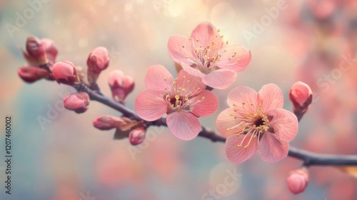 Delicate Pink Blossoms in Springtime