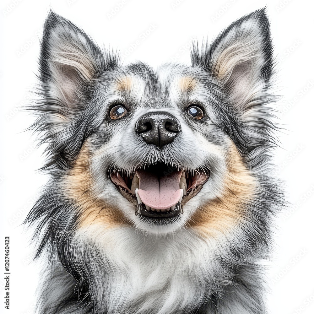 Fototapeta premium Isolated Dog on White Background, Clean Cut, Animal Portrait, Pet, Simple Design, Minimalist Style