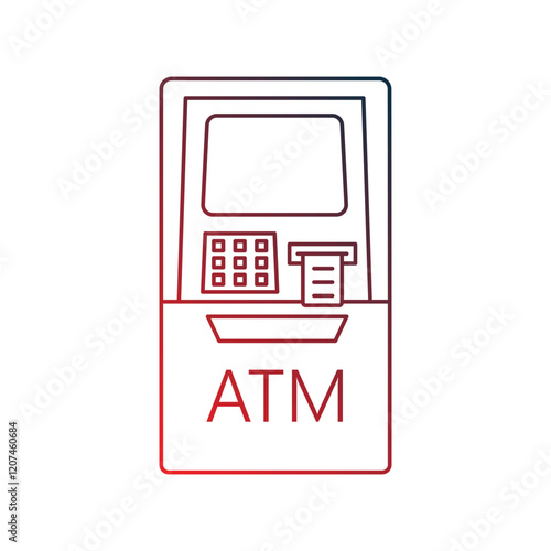 atm machine gradient outline icon with white background vector stock illustration