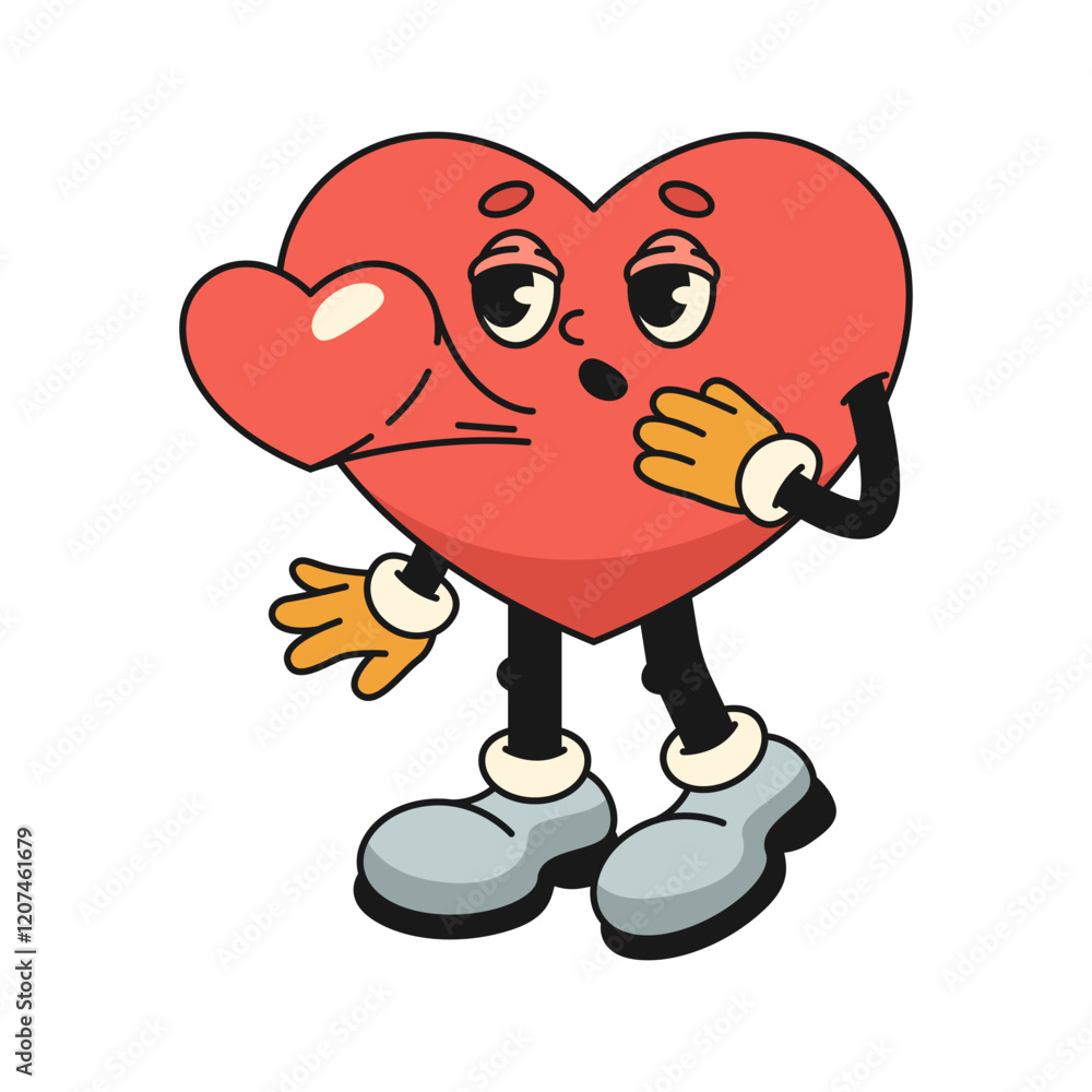 Vector heart character with heartbeat. Icon of romantic or loving personality for lover holiday gift or present. Passion, sentiment festive celebration. Wedding and marriage, devotion emoji. Valentine Vector heart character with heartbeat. Icon of romantic or loving personality for lover holiday gift or present. Passion, sentiment festive celebration. Wedding and marriage, devotion emoji. Valentine
