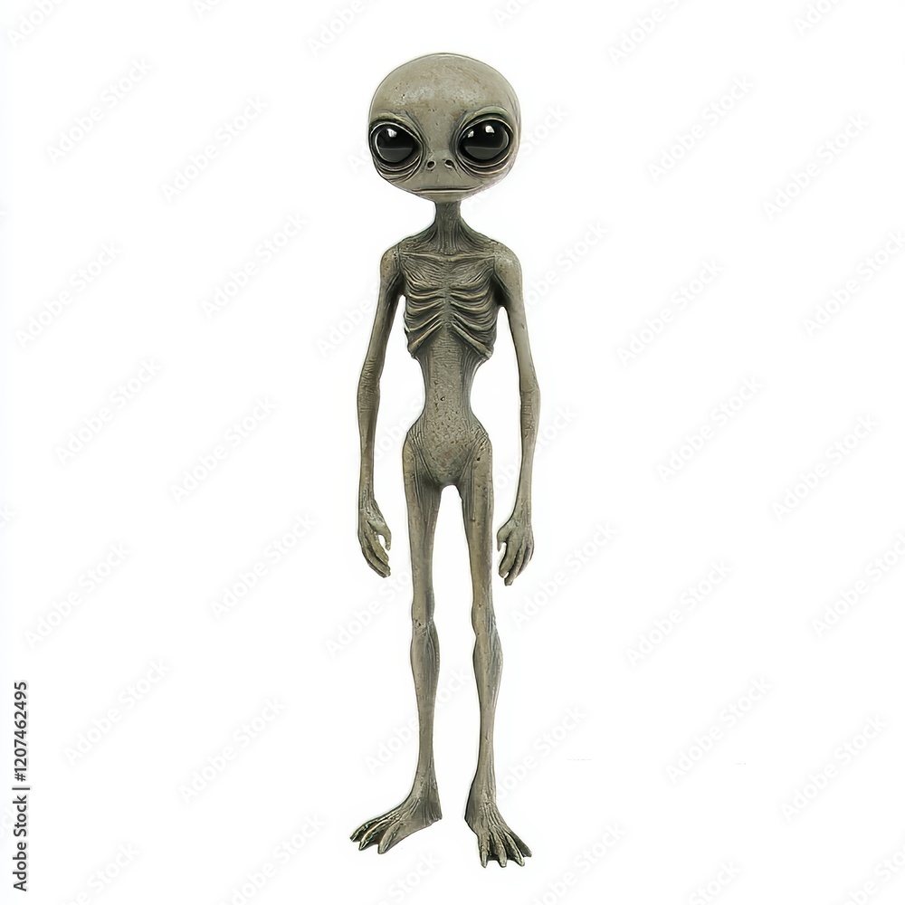 Mysterious Grey Alien Silhouette on White Background, Sci-Fi, Extraterrestrial, Futuristic, Alien Life, Space Exploration