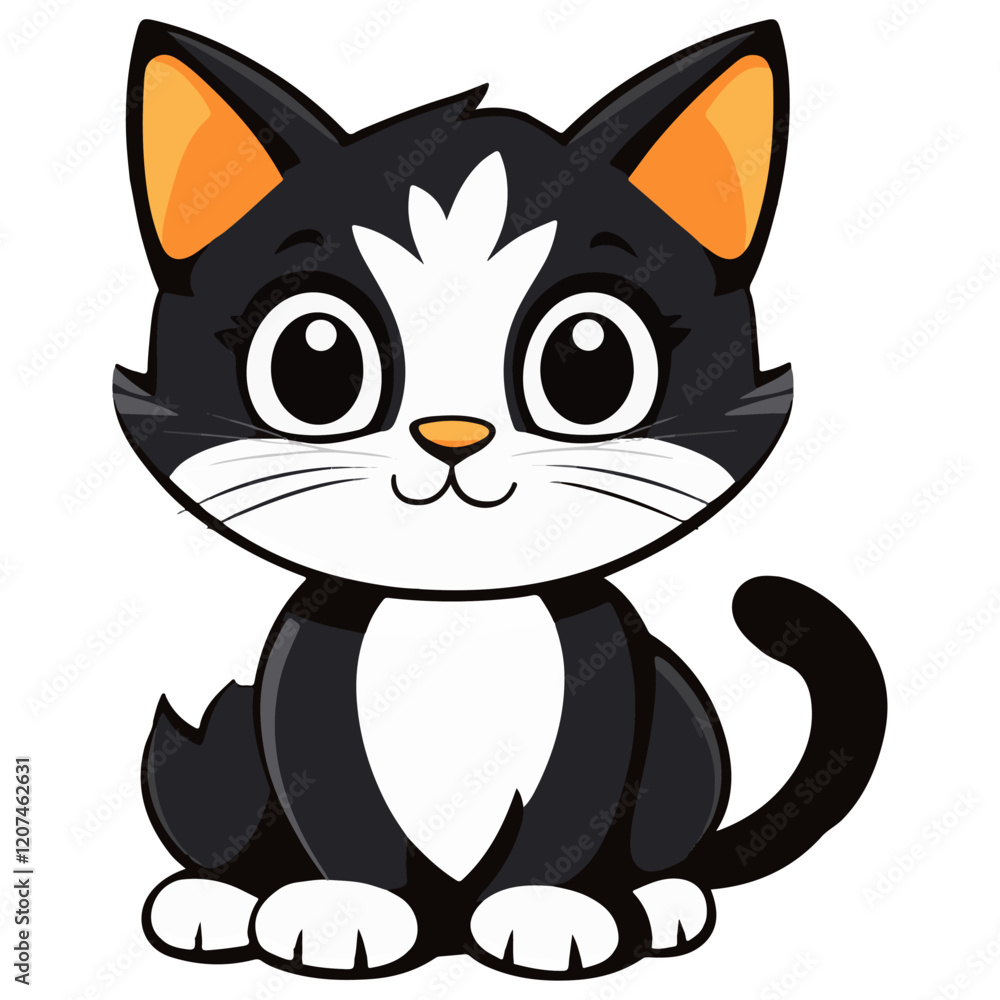 Cute Cat with Playful Expression Vector on a White Background Cute Cat with Playful Expression Vector on a White Background