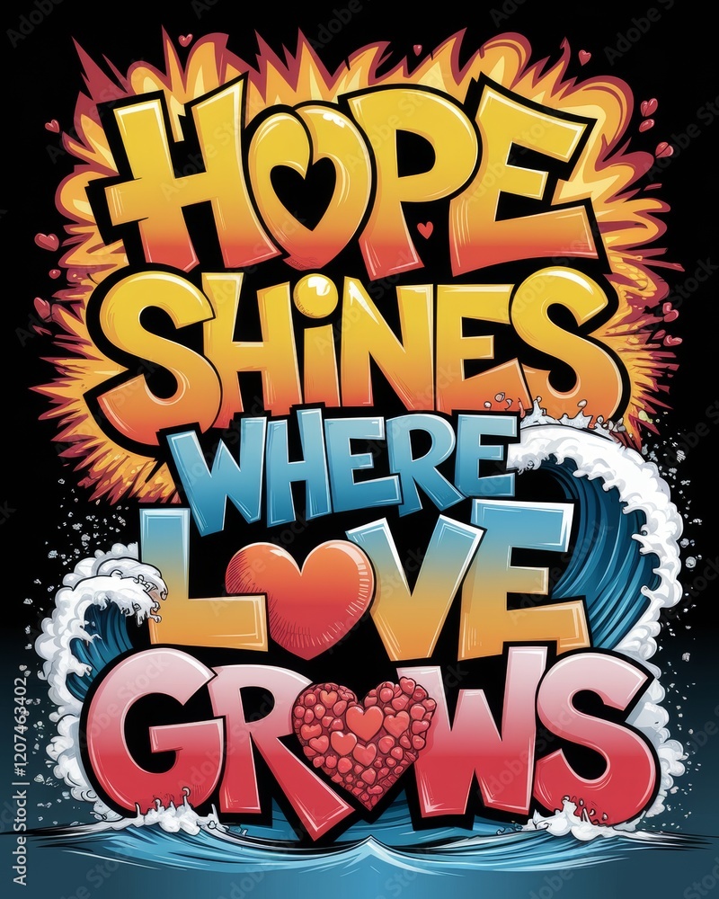 Fototapeta premium A vibrant graffiti-style design featuring the inspiring quote 