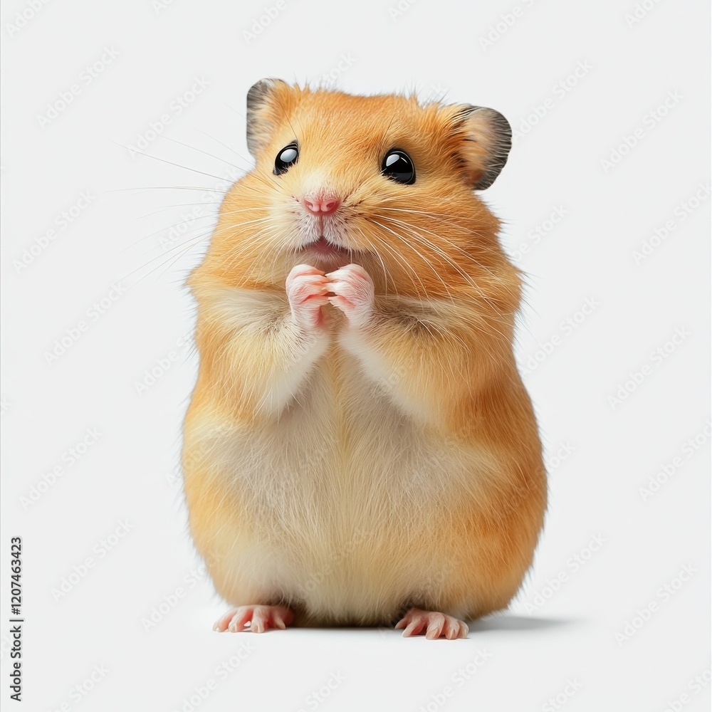 Close-Up of a Hamster Isolated on White Background, Cute, Furry, Pet, Small Animal, Minimalist Design Close-Up of a Hamster Isolated on White Background, Cute, Furry, Pet, Small Animal, Minimalist Design
