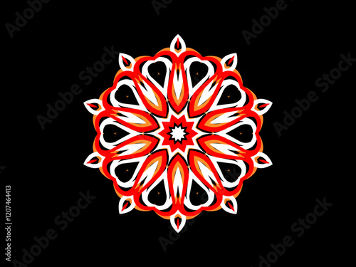 red caleidoscope classic gradient flower art pattern of traditional tenun batik ethnic dayak ornament for wallpaper ads background sticker or clothing	 photo