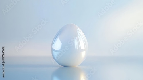 Elegant White Egg on Reflective Surface with Soft Background Light