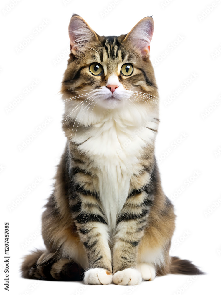 Cute Tabby Cat Sitting isolated on white background as transparent. PNG.AI GENERATED Cute Tabby Cat Sitting isolated on white background as transparent. PNG.AI GENERATED