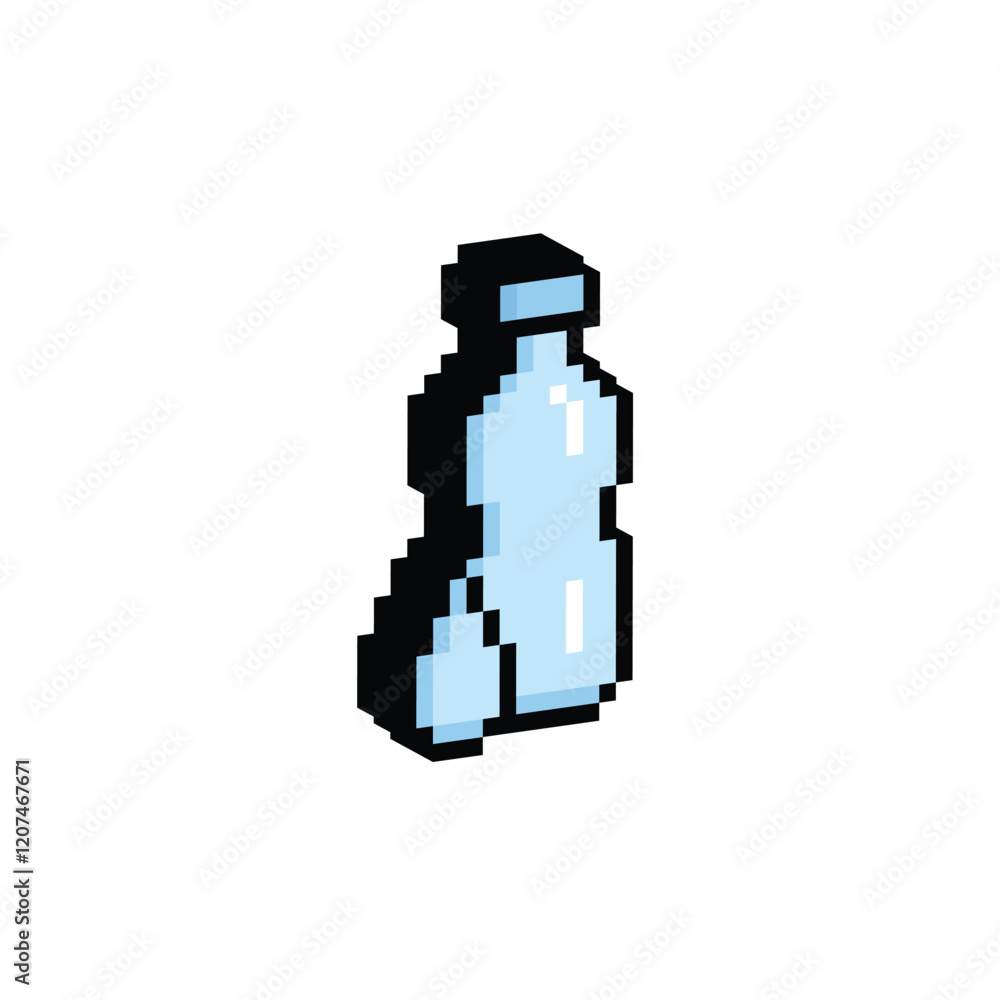 Obraz premium isometric pixel bottle of water icon water sign for 8 bit game