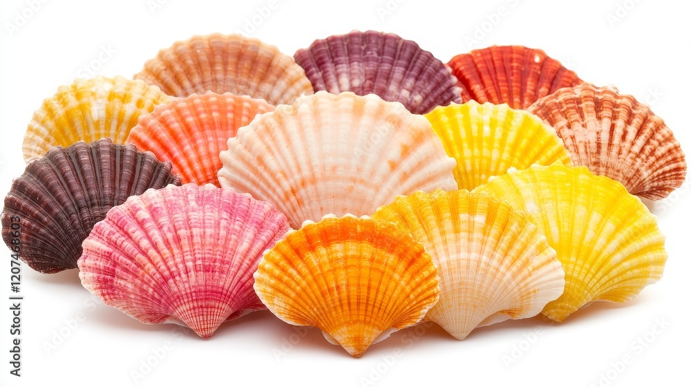 Seashell Collection Isolated on White Background, Natural Patterns, Marine Beauty, Coastal Decor, Minimal Aesthetics Seashell Collection Isolated on White Background, Natural Patterns, Marine Beauty, Coastal Decor, Minimal Aesthetics