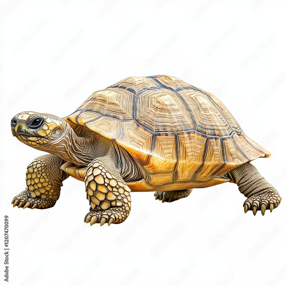 Fototapeta premium Isolated Tortoise on White Background, Wildlife, Nature Study, Reptile Anatomy, Minimalist Design