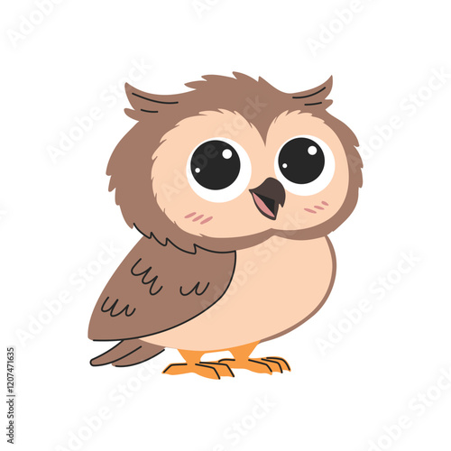 Cute cartoon owl. Vector illustration isolated on a white background.