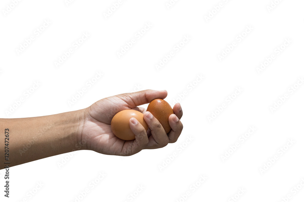 hand holding two eggs