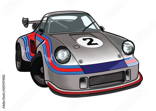 グレーの記念碑的なレーシングカー　イラスト